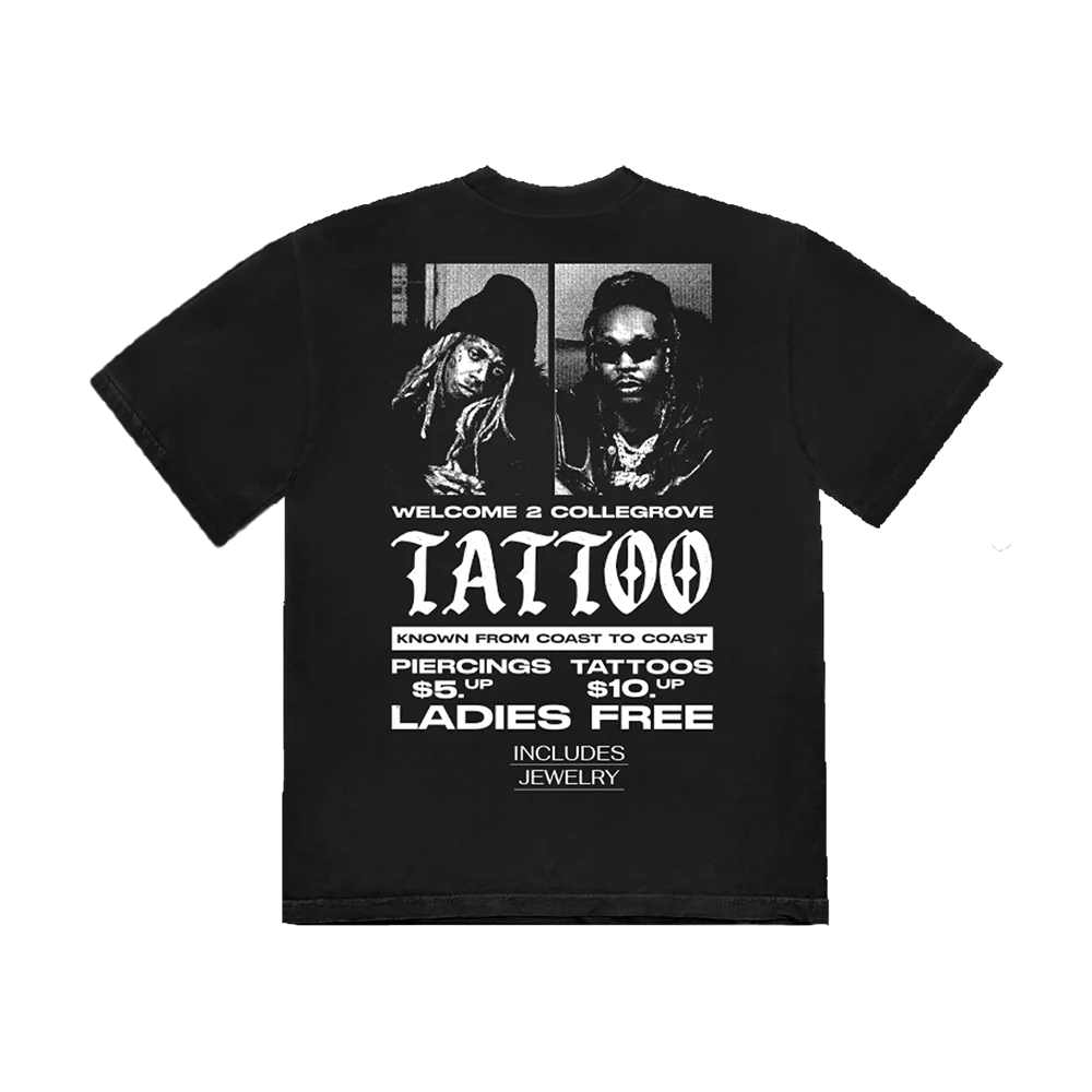 Collegrove Tattoo T-Shirt on Black - Image 2